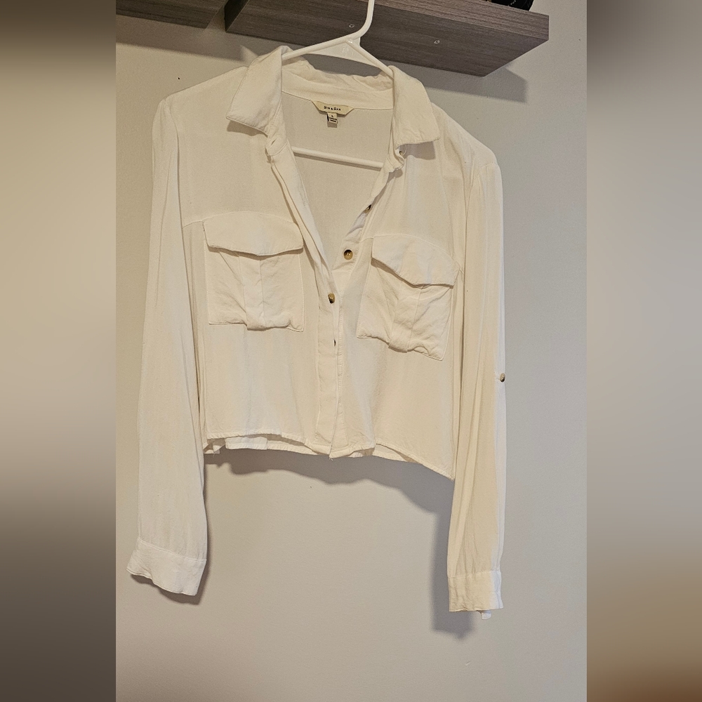 White Cropped Long Sleeve shirt